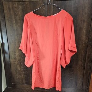 a'gaci Orange Mini Dress with Batwing Sleeves and Relaxed Fit